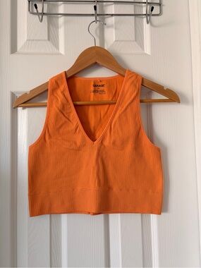 Garage Ribbed V-Neck Crop Tank Top - Orange